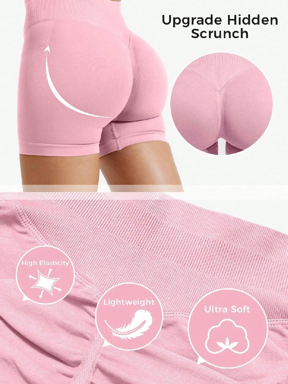 High Stretch Peach Hip Yoga Shorts
